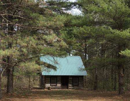 Reconstructed 1850's cabin on the Agger property
