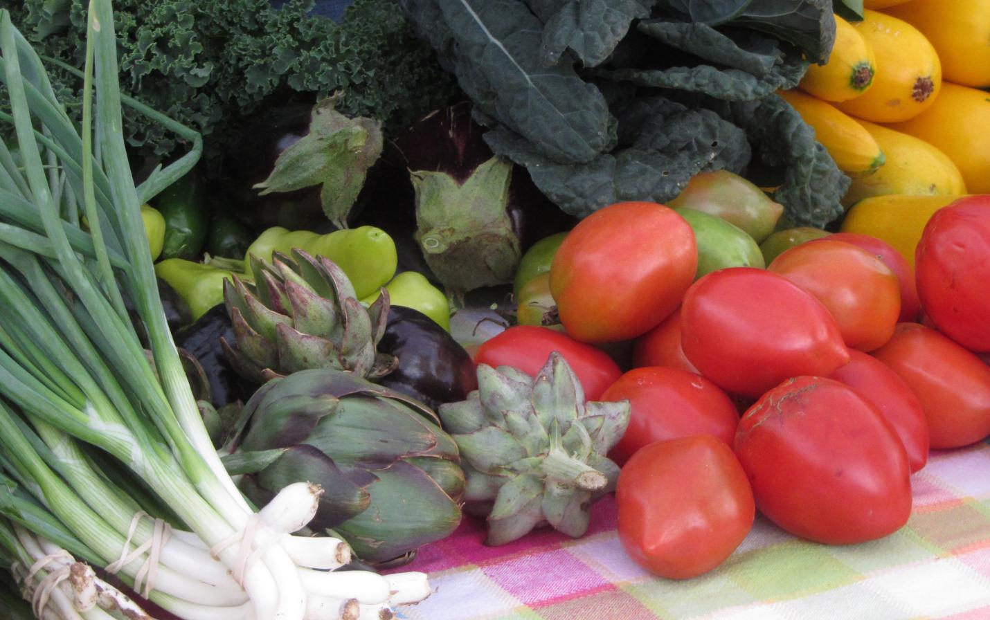 farmer's market display of local produce